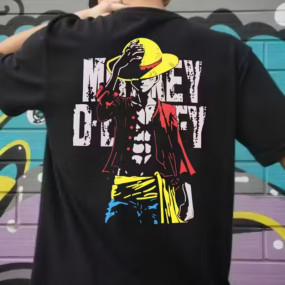 GARMIN Men's Cotton Oversized T-Shirt Drop Shoulder Cotton Tshirt ? Monkey D. Luffy Edition