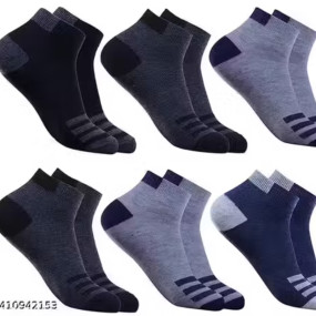 Socks for Men and Women Soft and Comfortable Cotton Ankle Socks for Everyday wear free size (Assorted design) pack of 6pcs