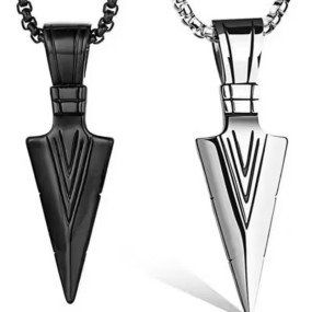 Trendy Arrow Pendant with Chain for Men & Boys | Stylish Black & Silver Necklace Combo (2 Pcs)