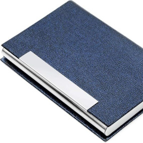 Business Card Case Professional PU Leather & Stainless Steel Multi Card Case,Business Card Holder Wallet Credit Card ID Case/Holder for Men & Women. (Blue)?