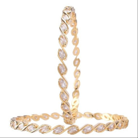 RATNAVALI JEWELS Gold Plated American Diamond White Designer Latest Bangles for Women/Girls RV3392