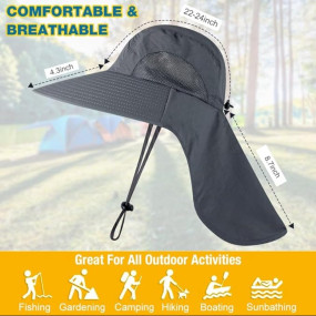GUSTAVE? Fashion Summer Outdoor Sun for Summer Protection Fishing Cap Neck Face Flap Hat Wide Brim Unisex Removable Quick-Drying Sun Hat