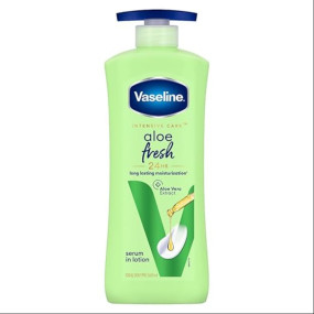 Vaseline Aloe Fresh Body Lotion,24 HR Long Lasting Moisturisation with Aloe Vera extract and Menthol, 600ml