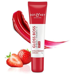 Dot & Key Strawberry Lip Balm (12gm) for Moisturization | Soft and Naturally Brightens Lips |Tinted Lip Balm with SPF 50 & Vitamin C + E | Lipbalm for Dry & Dark Lips | For Women