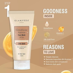 Glamveda Glutathione 4-Step Skincare Routine For Healthy & Radiant Skin | Skin Brightening and Lightening Combo ( Facewash + Facecream + Faceserum + Sunscreen )