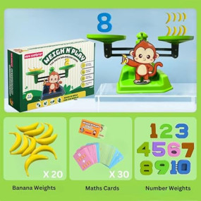 MiniExplorer 2 in 1 Monkey and Banana Balancing Toy for Kids with Educational Math Counting Number Learning Activity Toy Engaging Preschool Game Children's Gift for Boys Girls 3 4 5 6 7 8 Years