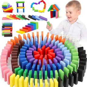 Toy Imagine? 240 Pcs Wooden Domino Blocks Set for Kids ? Educational Building Blocks in 12 Bright Colors ? Toys for Boys & Girls Ages 2-5 Years ? Skill Development, Stacking & Color Recognition