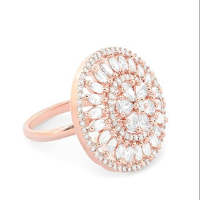 ZAVERI PEARLS Rose Gold Dazzling Cubic Zirconia Party Bling Statement Brass Adjustable Finger Ring For Women-ZPFK16098