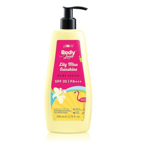 Plum BodyLovin' Lily Miss Sunshine SPF 35 PA+++ Sunscreen Body Lotion For Summers | No White Cast | Broad Spectrum UVA & UVB Protection | Aloe Juice Cools Skin by 1 | Hydrates Up to 72 Hours | Fruity Floral Fragrance - 200ml
