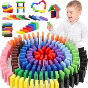 Toy Imagine? 240 Pcs Wooden Domino Blocks Set for Kids ? Educational Building Blocks in 12 Bright Colors ? Toys for Boys & Girls Ages 2-5 Years ? Skill Development, Stacking & Color Recognition