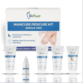 Dr Foot Manicure Pedicure Kit | For Brightens and smoothens skin | Pedi Wash-8 gm | Cuticle Oil-10 ml | Micropeel-8 gm | Massage Cream-8 gm | Pedi Mask-8gm