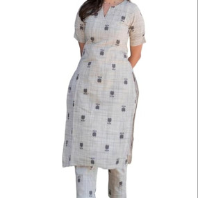 Women's Rayon Viscose Straight Printed Kurta with Pant