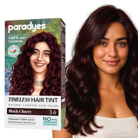 Paradyes Black Cherry Timeless Hair Tint, Permanent Cr?me Hair Colour for Natural-Looking Results, Complete Grey Coverage, Long-Lasting Formula Free from PPD, Ammonia, & Resorcinol, 3.6 Black Cherry