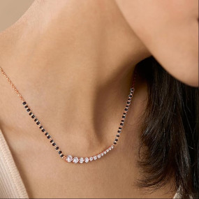 Crystal Diamond Tanmaniya Mangalsutra Pendant Necklace For Women And Girls With Extendable Chain