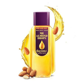 Bajaj Almond Drops Hair Oil, 625ml | 6X Vitamin E Nourishment | Light and Non-Sticky Hair Oil For Hair Fall Control