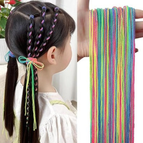 DORMITORRY Colorful Boho Hair Strings For Braids Gradient Color Hair Rope Band Hair Wrap String Hair Ribbons Rainbow Braiding Tie for Women Girls Accessories Elastics,(18 Pcs Multicolor)