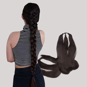 Temperia Artificial Fake Long Extensions Hair for Women & Girls - Savaram Gangawan Cataram Sadaraa Paranda Choti False Nakli Hair Wig - Extra Hair Braid Attachment for Ladies - Natural Brown