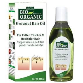 INDUS VALLEY Bio Organic Growout Hair Oil 100% Organic and Vegan Combats Dandruff, Flaky scalp, Frizz and Split Ends (100ml)
