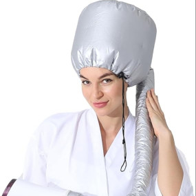 Kelexx Hair Dryer Helmet Attachment ? Upgraded Adjustable Hood Cap for Blow Dryer, Soft Bonnet Hair Dryer Hat for Deep Conditioning, Curling & Styling ? Fits All Head Types ? Grey