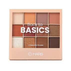 MARS 12 Shades Back to Basics Eyeshadow Palette with Free Applicator | Matte | Shimmer | Beginner Friendly & Long Lasting Eye Shadow Palette (14.4 gm)