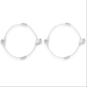 ACCESSHER Silver Plated Anklet Set with Ghungroos | Oxidised Leaf- Design Payal/Legchain/Foot Jewellery | Modern & Traditional Accessories Gift for Women & Girls