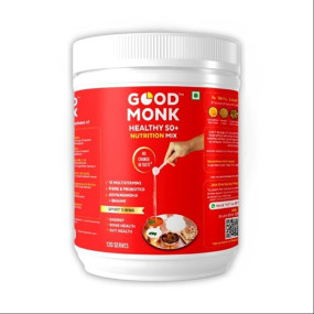 Good Monk Healthy 50+ Nutrition Mix for Seniors (Add to Food): Multivitamins, Probiotics, Fibre & Ashwagandha. Improves Gut Health, Immunity, Bone Health & Mental Function. Includes Vit. B12, C, D, Biotin, Iron & Zinc - 120 Serves Jar