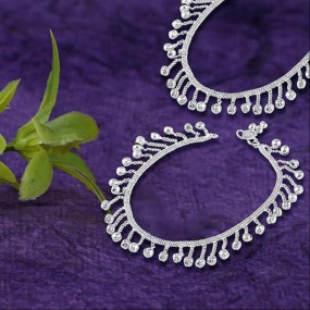Anklets Payal Pair for Women/Girls Alloy Anklet (Pack of 2)(Payal-124-SingleChainJanak(1-Pair))