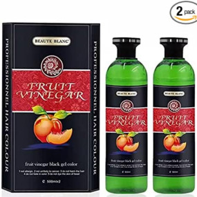 BEAUTE BLANC Fruit Vinegar Gel Organic & Natural Hair Color Dye for Black Hair (500ml x 2) - Black