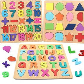 Niwlix Wooden Learning Educational Board for Kids, Puzzle Toys for 2+ Years Old Boys & Girls Educational Toys for Toddlers & Preschoolers, ABCD for Kids(Alphabets, Numbers & Shapes)