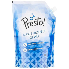 Presto! Glass & Household Cleaner | 2 Litre Refill Pouch | 1 L X 2 Packs | Suitable For Glass, Mirrors, Appliances Like Microwaves, Ceramic Tiles, Glazed Tiles, Granite