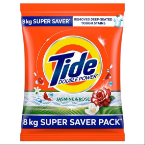 Tide Plus Detergent Washing Powder - 8kg Super Saver Pack | Jasmine & Rose Fragrance | Removes deep-seated Oil, Gravy, Tea Stains | World's No. 1 Detergent Brand
