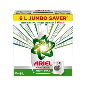 Ariel Liquid Detergent Front Load - 6L | Removes 7 day dried-in Stains in 1 wash inside Washing Machine | Now at Price of Powders | Amazing Fragrance | Protects Colours | Dissolves Faster