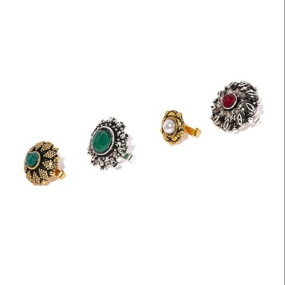Combo Of 4 Antique Adjustable Nose Pin For Women-ZPFK8493
