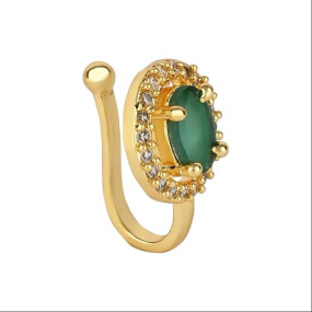 Gold Plated Clip On Non Piercing Pressing Type Stone Nose Pin, Nose Pin Stud For Women