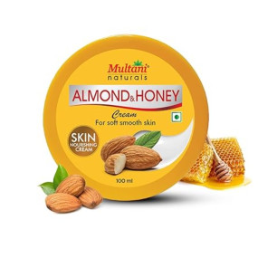 Multani Naturals Almond & Honey Cream | Deep Nourishing Hands & Body | Skin Cream with Natural Sunscreen For Glowing Skin | Protects for Dryness & Retains Natural Moisture 100 Ml