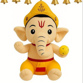 Coolet Baby Plush Ganesha Soft Toy ? Height 30 cm, Width 20 cm | Kids Spiritual Learning & Play | Lord Ganesh Idol Stuffed Toy for Children & Car Decoration