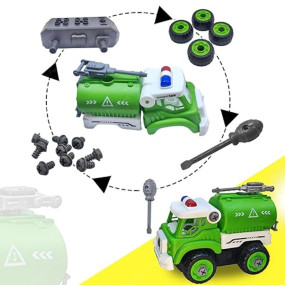 FunBlast Tanker Truck Construction Building Toy - DIY Assembling Vehicles Toys with Screwdriver for Kids, STEM Toys for Children, Building Automobile Toy for 3+ Years Old Kids, Boys, Girls