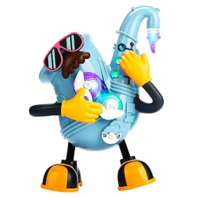 VGRASSP Musical Dancing Mr Rock Saxophone Toy for Kids with 3D Light Effects and Cool Music, Battery Operated Dancing Robot Toy, Interactive Air Blowing Saxophone Simulation Toy, Multicolor