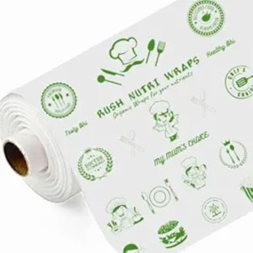 Rush Premium 100 Mtr Nutri Wrap Food Wrapping Paper Roll with Sealing Sticker, Non-Sticky Butter Paper Roll for Roti Use as Parchment Paper for baking cake, Kitchen Roll Paper or roti clothes wrap