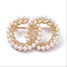 Gold Plated Pearl Studded Traditional Circular Brooch Cum Saree Pin for Women and Girls (Brooch0510) 1 Pc