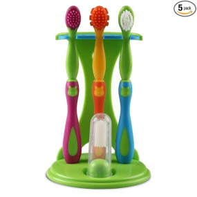 LuvLap 4 Stage Baby Oral Care Set for infant, baby, Toddler & Kids' primary teeth & gums, Infant Gum Massager, 2 Toddler brushes, One Training toothbrush, BPA Free, New Born to 60months