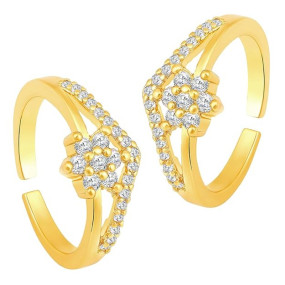 Peora Cubic Zirconia Studded Adjustable Toe Ring Stylish Bichiya Fancy Daily Regular Jewellery for Women