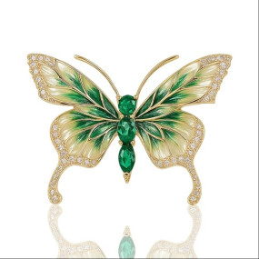 Ahamo Enamel Butterfly Brooches for Women - Elegant Crystal Accent Fashion Pin for Saree, Dress, Jacket, Kurti (Gold/Silver)