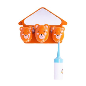 Premsons? Toothbrush & Toothpaste Holder for Kids ? Cartoon Monkey Bathroom Organizer with Mirror ? Wall Mounted 3-Slot Storage Case for Toothbrush, Paste & Toiletries ? Fun & Functional for Children