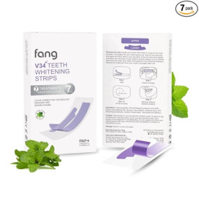 Fang V34 Teeth Whitening Strips | Whitening for Sensitive Teeth | Powered by PAP+ & Hydroxyapatite | Removes Tea, Coffee & Smoking Stains | Strengthens & Whitens | 7 Strips (7 Applications)