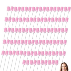 100PCS Mouth Swabs, Mouth Swabs, Pink Hexagonal Sponge Sticks, Oral Care Cleaning Tools, Gentle and Effective for All Ages, Ideal for Daily Dental Hygiene and Sensitive Mouth Care