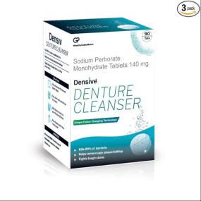 Densive Denture Cleanser Tablets | Antimicrobial Denture Cleaner for Partial & Full Dentures | Color-Changing Technology for Effective Cleaning | Pack of 3 | 30 x 3 (90 Denture Tablets) Brand: Densive