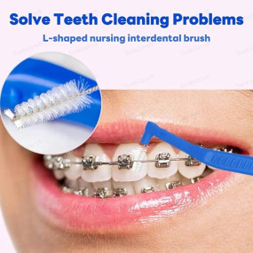 Sunkizzrs? 25-Pcs Interdental Brush for Teeth ? L-Shape Dental Floss ? Toothpick for Orthodontics ? Oral Dental Hygiene Brush ? Sticks for Teeth Reusable Cleaning Tool (Green, 0.8mm)