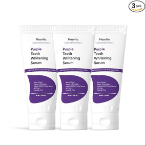 Masofta Purple Teeth Whitening Serum With Bromelain & Papain For Yellow & Dark Teeth Stains, Purple Toothpaste, For Both Men & Women, (Pack of 50ML X 3)