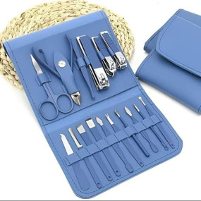 Manicure Set Nail Clippers, Stainless Steel Nail Scissors Grooming Kit with Acne Needle, Blackhead Tool, Leather Travel Case ? 16-Piece Professional Nail Care Set